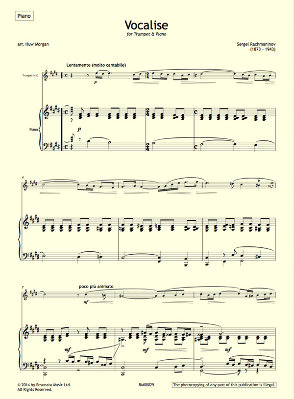 Rachmaninoff vocalise pdf piano